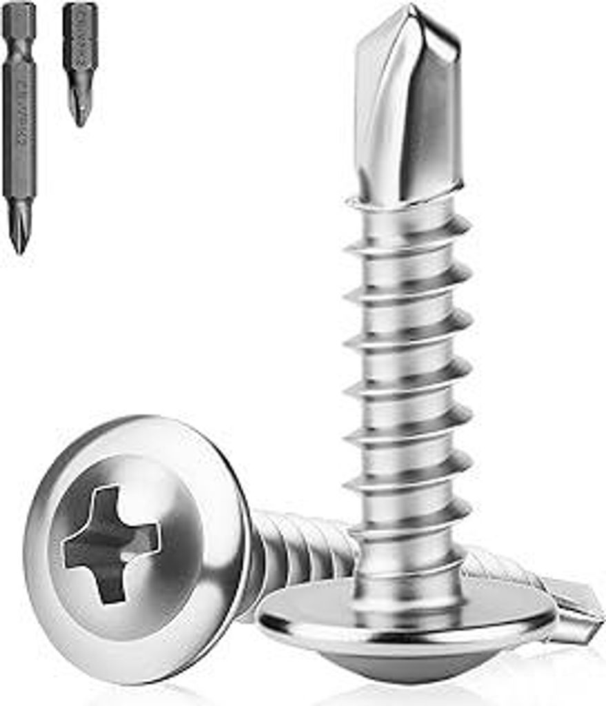 200 Stück Selbstschneidende Schrauben Edelstahl M4.2 x 13 mm Blechschrauben Selbstschneidend Bohrschrauben 410 Edelstahl Selbstschneidende Schraub...