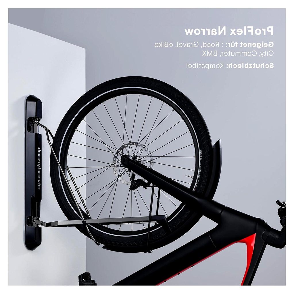 ProFlex Narrow Fahrrad Wandhalterung - Klappbare vertikale Halterung für Garage und Wohnung - Platzsparende Aufbewahrung für Rennrad, BMX, Gravel...