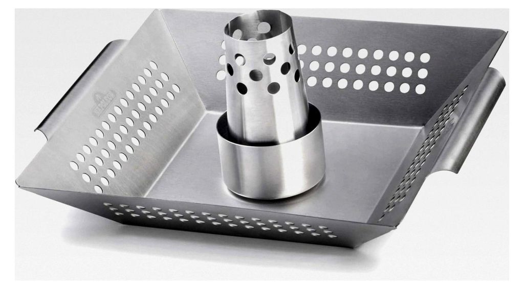 Geflügelhalter und Wok aus Edelstahl, silber, 27,5 x 18,5 x 3 cm, 1 ml