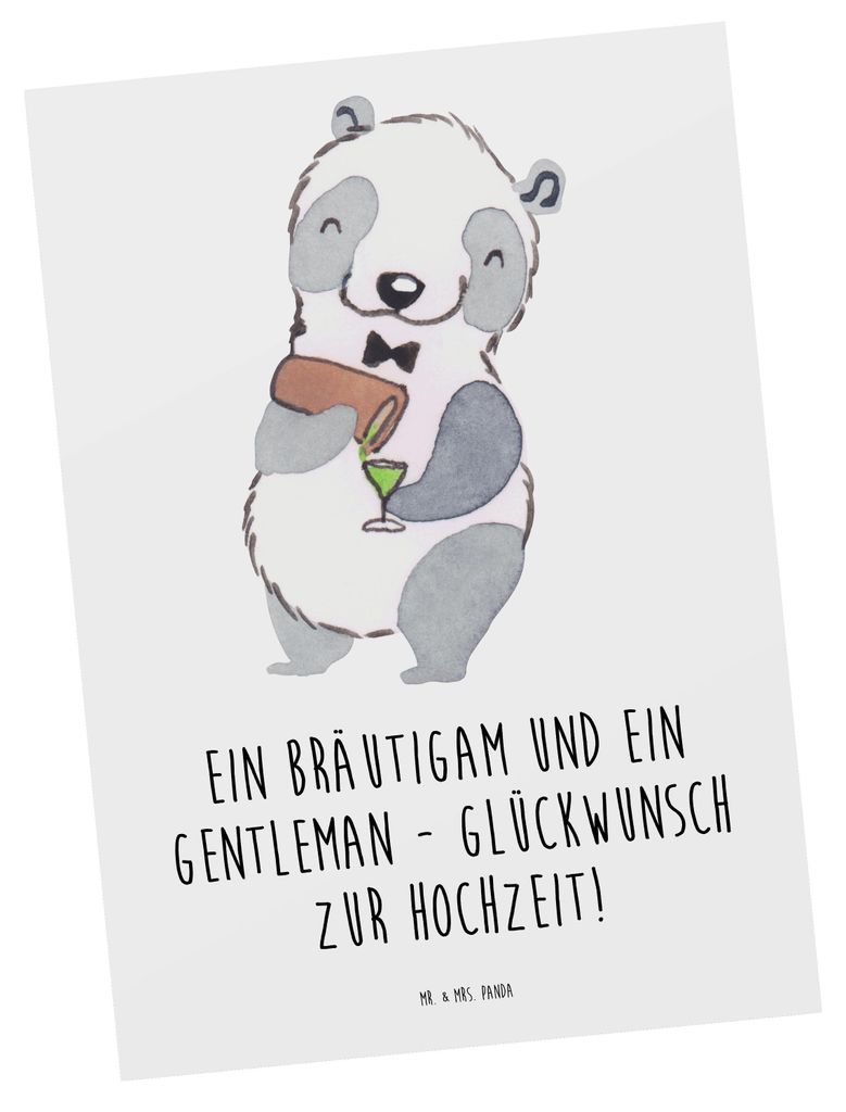 Mr. & Mrs. Panda Postkarte Bräutigam Gentleman - Weiß - Geschenk, Grußkarte, zukünftiger Ehemann, Geschenke, Ansichtskarte, Fotokarte, einzelka...