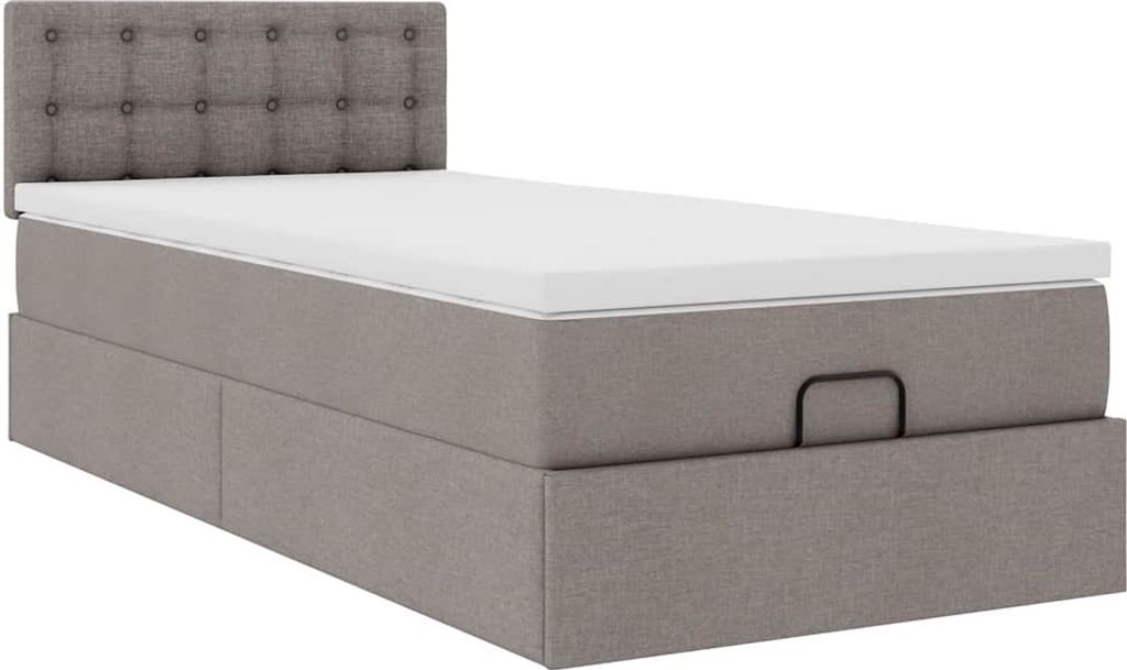 Ottoman-Bett mit Matratze Taupe 100x200 cm Stoff