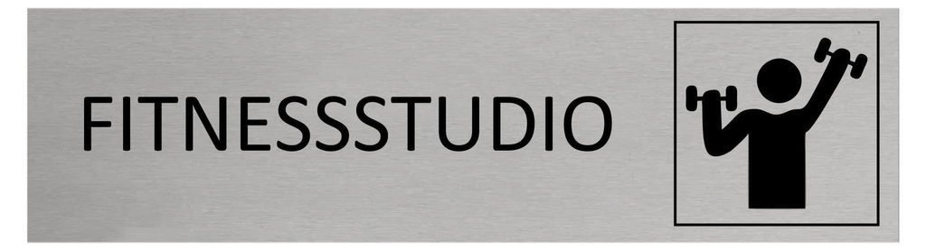 CombiCraft Aluminium Türschild Fitnessstudio 165x45mm mit 3M-Tape