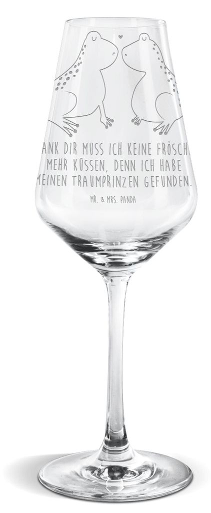 Mr. & Mrs. Panda Weinglas Frosch Liebe - Transparent - Geschenk, Für Weißwein, Kelch, Frösche, Kuss, Freundin, wein glas, Hochzeitstag, Weißwei...
