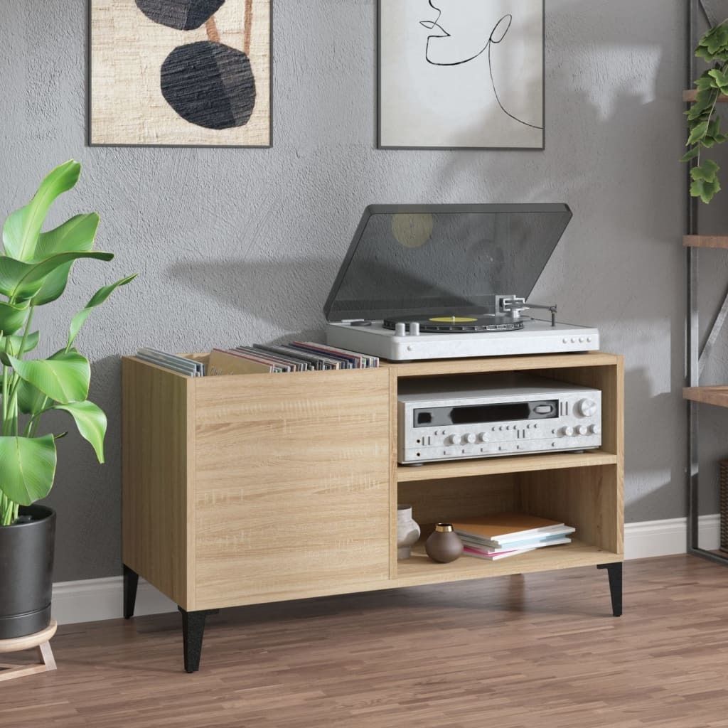 Plattenschrank Sonoma-Eiche 84,5x38x48 cm Holzwerkstoff , CD- & DVD-Regale Design 2024