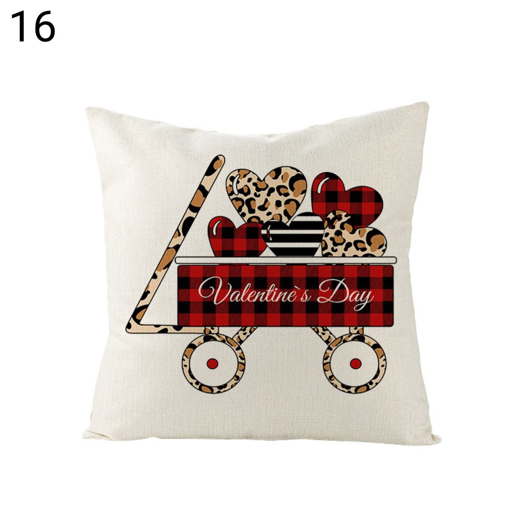 Valentinstag Kissenkoffer Romantische bequeme Berührung Plaid 45x45 cm Leinen Valentiner lieben dekorative Kissenbezug für Sofa Couch Bett-16