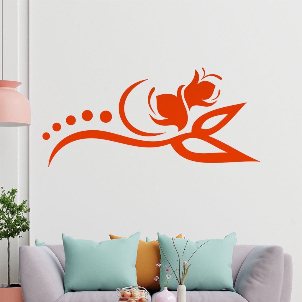 Blume - Linien Punkte Wandtattoo in 6 Größen - Wandaufkleber Wall Sticker - Dekoration, Küche, Wohnzimmer, Schlafzimmer, Badezimmer