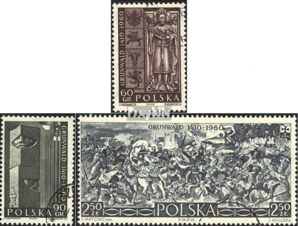 Briefmarken Polen 1960 Mi 1174-1176 gestempelt Schlacht v. Produktbild 
