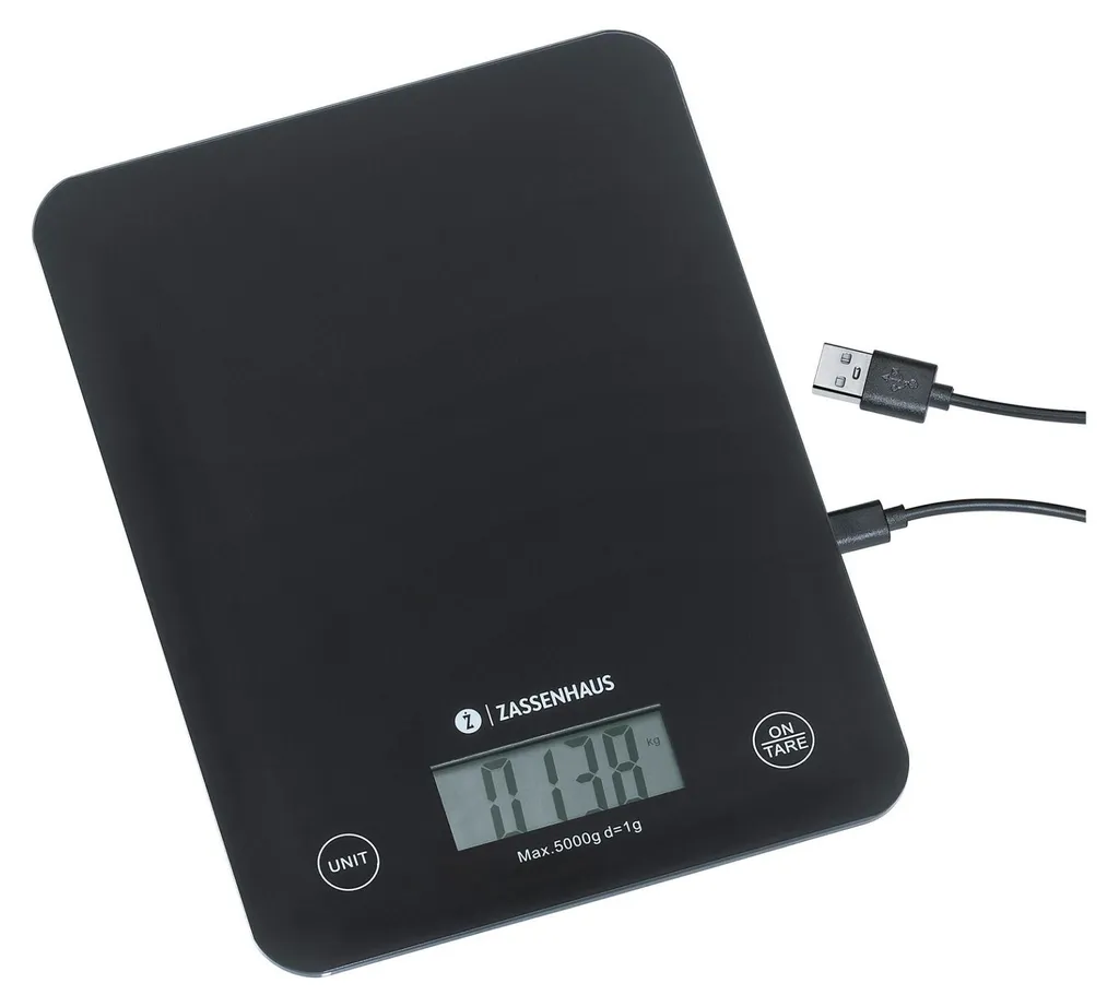 Balance de Cuisine USB Noire : Dites Adieu aux Piles avec Zassenhaus