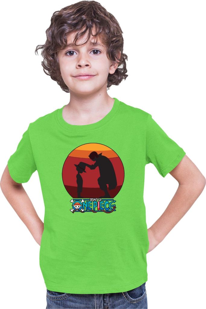 Kinder T-Shirt Japan Anime Manga One Manga Piece Anime 13 Monkey Sunshine, 12-13 Jahr - 152 / Lime