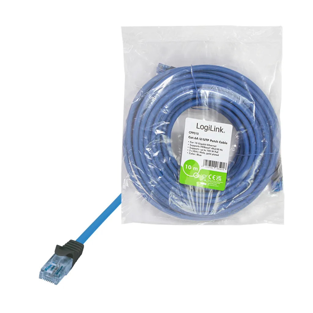 Cavo LAN 10 Metri LogiLink CPP010 Cat.6A Blu | Zero Lag per Gaming 4K - 3