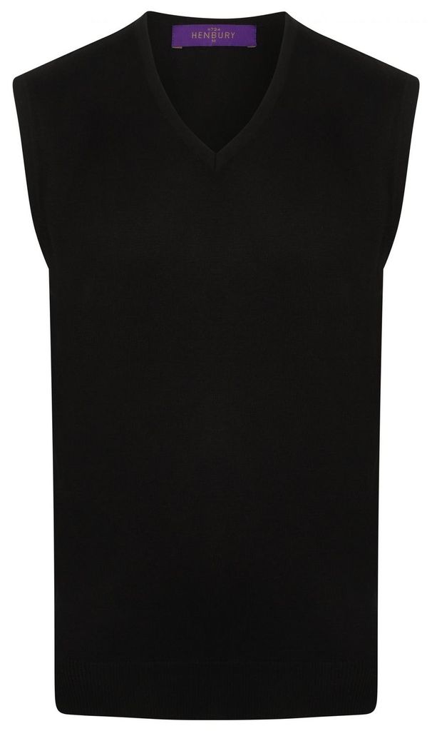 Henbury - Pullover für Herren, V-Ausschnitt, Leicht, Ärmellos LT4247 (XXL) (Schwarz)