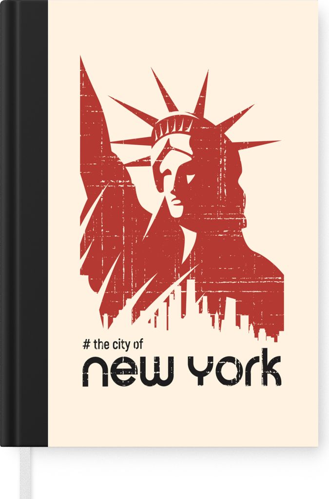 MuchoWow Notizbuch Tagebuch Haushaltsbuch Notebook A5 New York - Freiheitsstatue - Rot - Notizblock - Notizheft - Notebook - Schreibblock - Papier