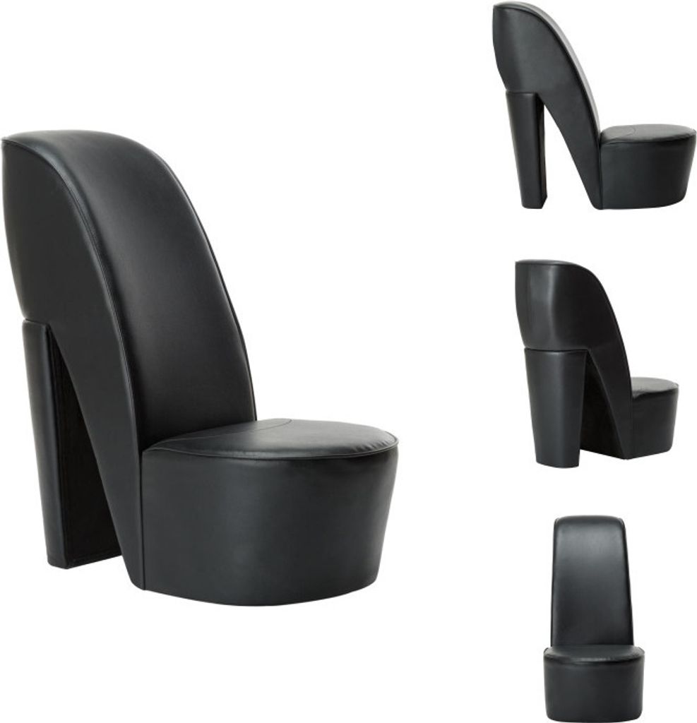 vidaXL Stuhl in Stöckelschuh-Form Schwarz Kunstleder - Sessel