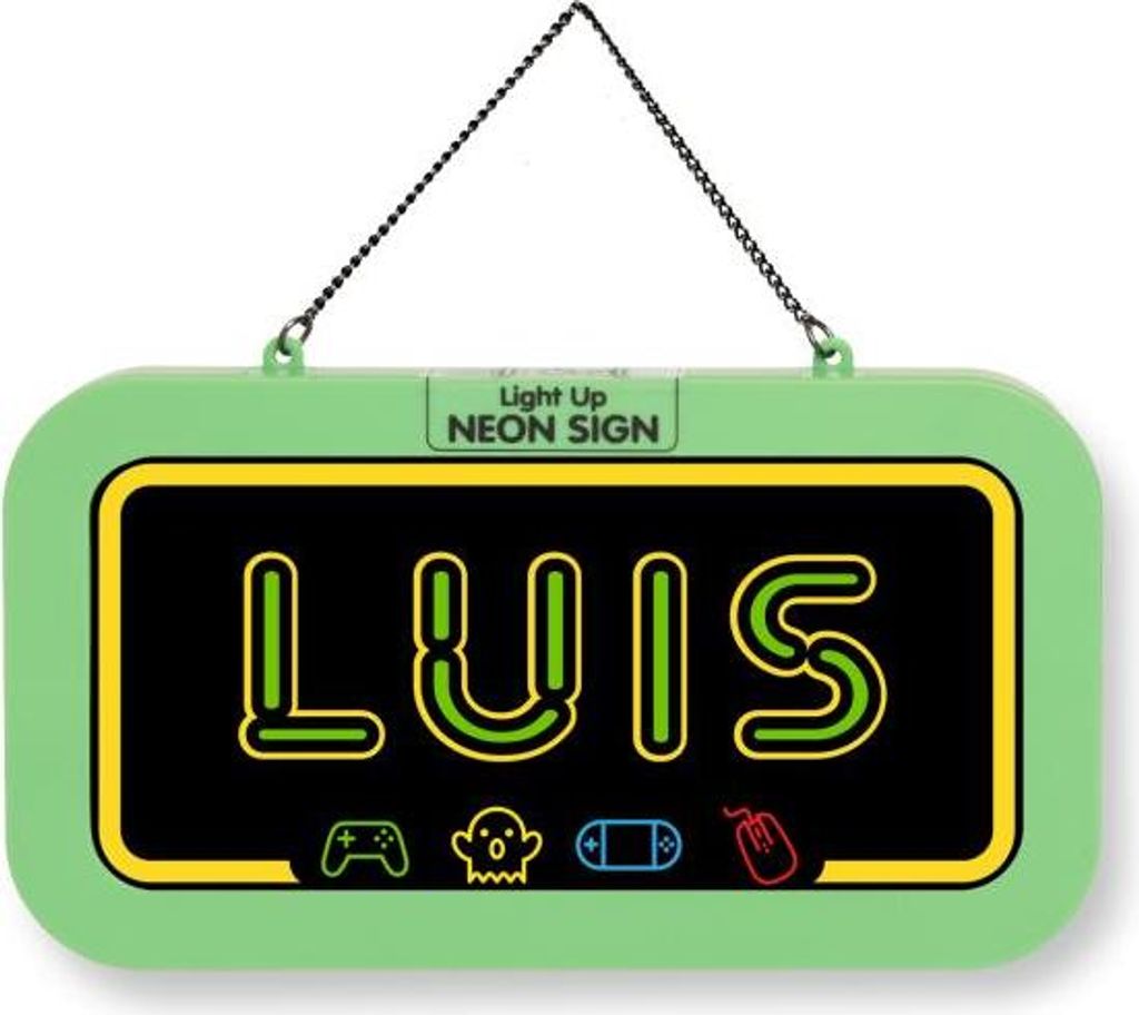 LED Leuchtschild Neonschild mit Namen , Leuchtende Wanddekoration mit Batterie, 18,7x10,3x1,6cm - Luis