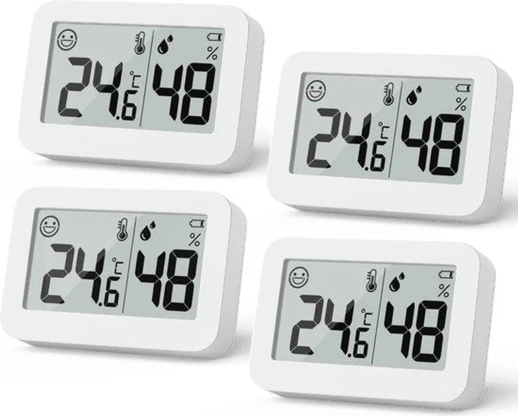 Mini Station Météo Intérieure - Pack de 4 Moniteurs Humidité et Celsius