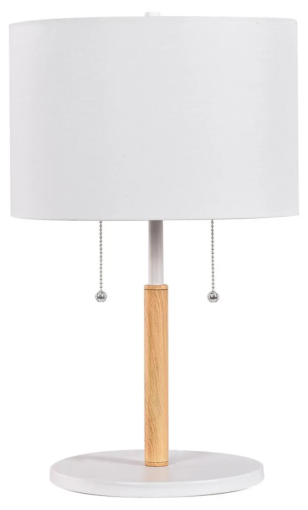 Grande lampe à poser design nordique blanc et bois FOGO 51x30 cm