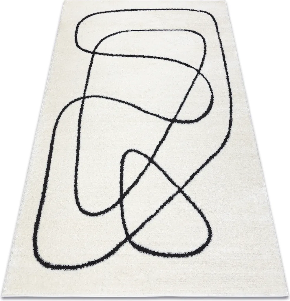 Tapis de Salon Moderne aux Motifs Abstraits Crème Noir 80x150 cm