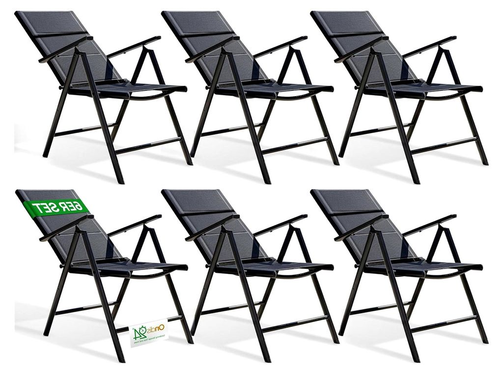 Klappsessel Outdoor Vinoro - Gartenstuhl klappbar mit Air Textilene - 7-fach verstellbarer Hochlehner, pflegeleicht, bis 110 kg Tragkraft (6 Stück)