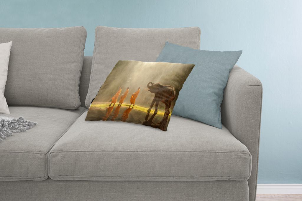 MuchoWow Zierkissen Sofakissen Wohnzimmer Dekokissen 60x40 cm Elefant - Wasser - Tiere - Natur - Kopfkissen - Polster mit Foto