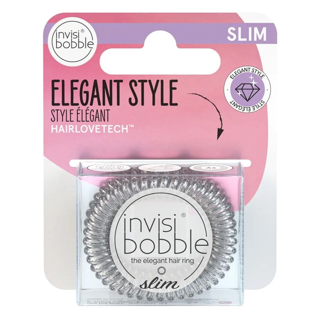 Invisibobble Slim gumki do włosów Chrome Sweet Chrome, 3 sztuki