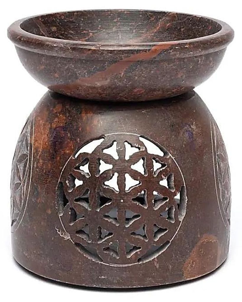 Ölbrenner Blume des Lebens Speckstein - 11x10 cm