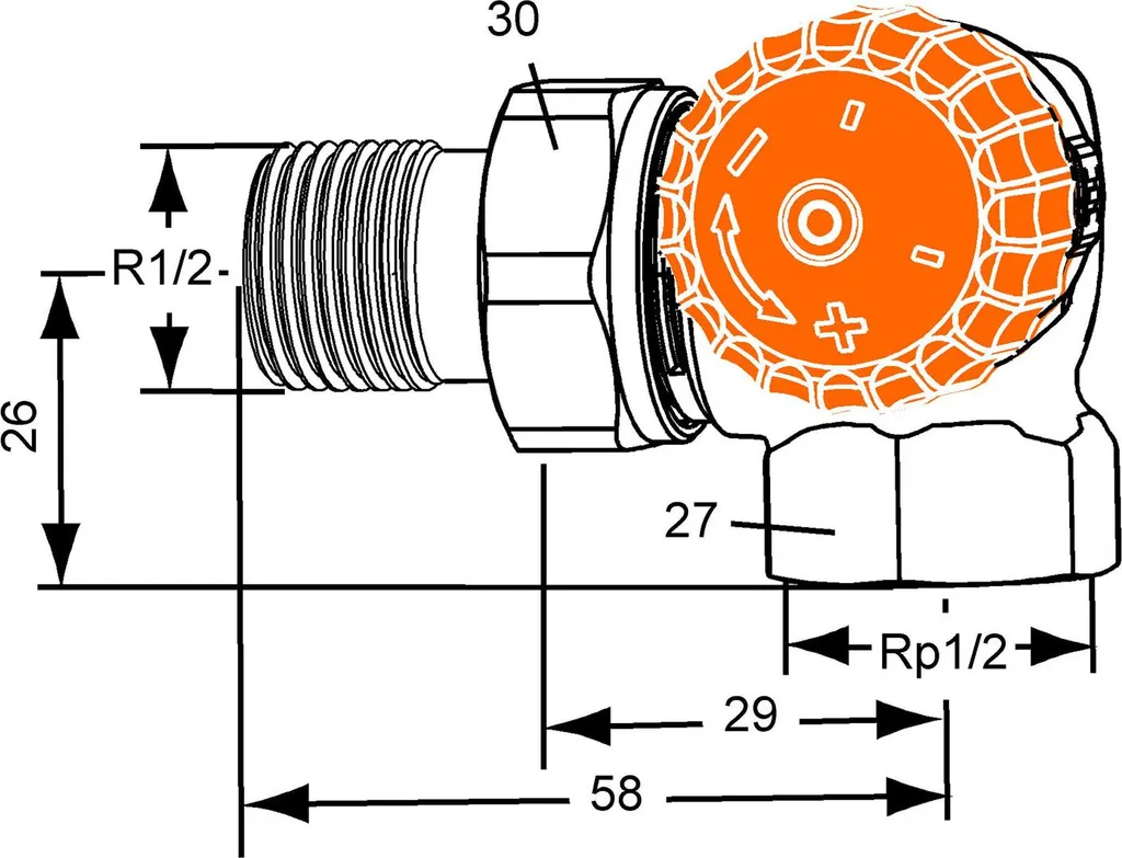 Régulateur de débit radiateur Eclipse DN15 coude équerre droite IMI - 2