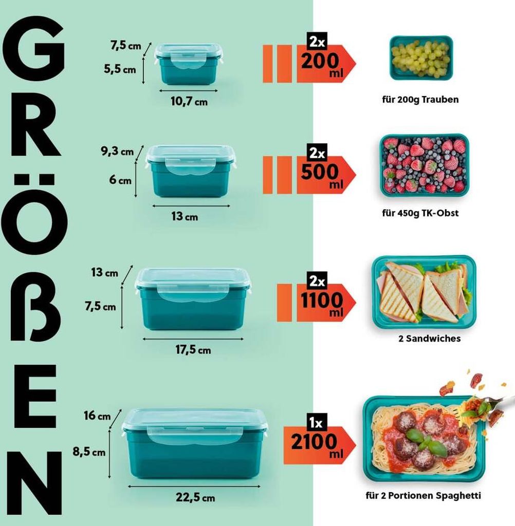 GOURMETmaxx Frischhaltedosen klick-it 7er Set BPA-freie Produktbild 2