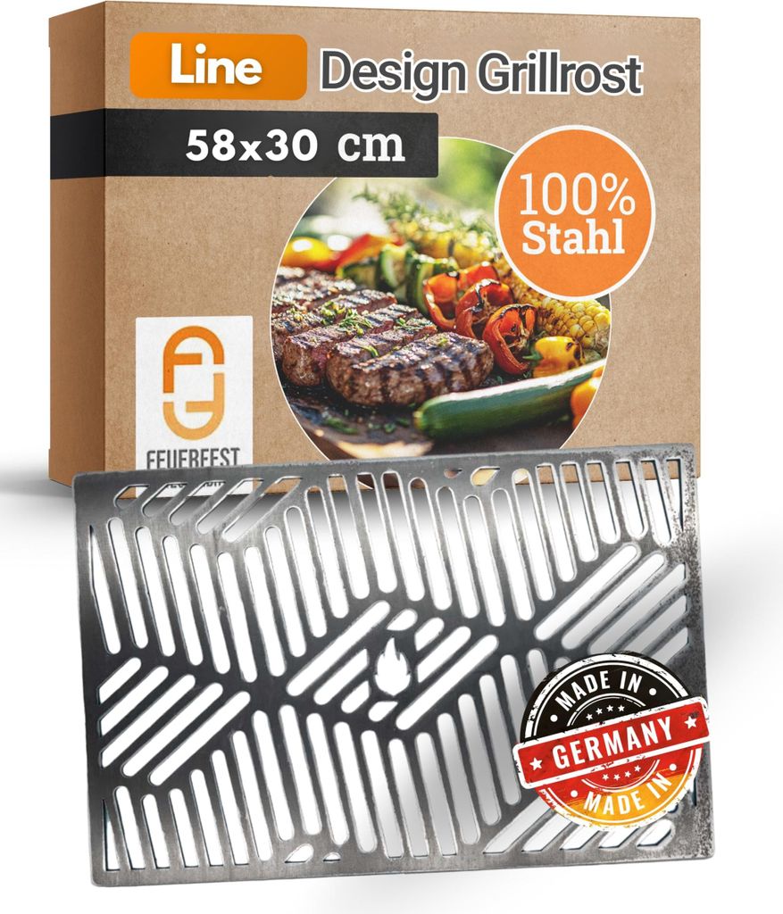 Design Grillrost Line aus Stahl 58 x 30 cm