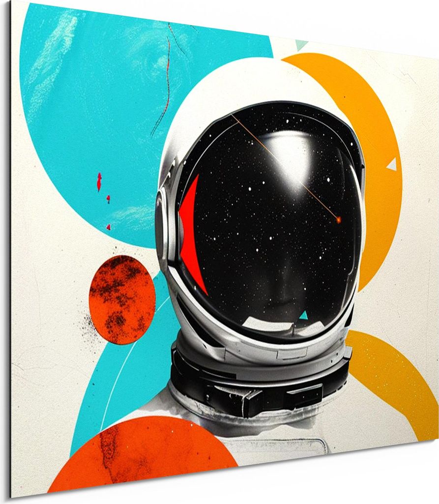 DEQORI Alu-Dibond Bild Weiß 40x30 cm 'Geometrisch galaktisch' Wandbild Metall dünn Design