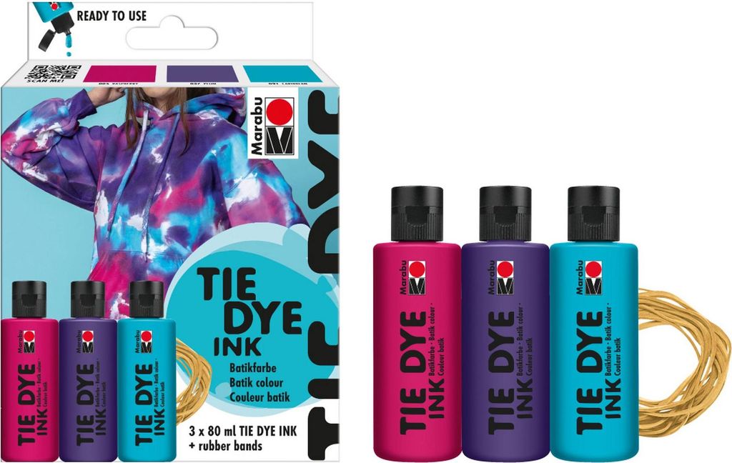 Marabu Batikfarben-Set TIE DYE 3 x 80 ml Trendfarben