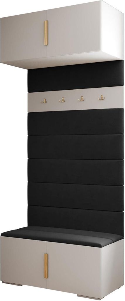 MEBLE KRYSPOL Inova 1 Flurmöbel-Set, 236,7x100x47cm - Weiß, Gold, Manila 18