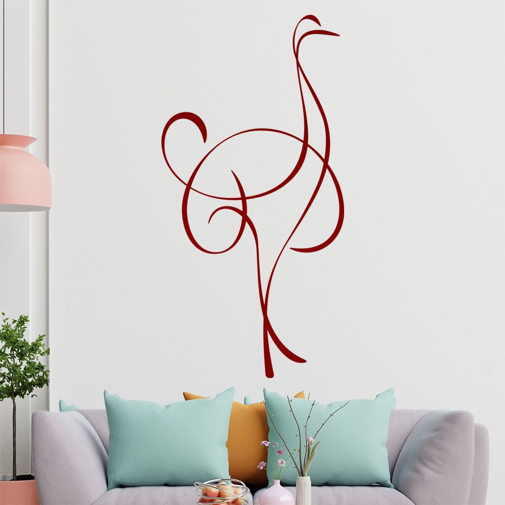 Strauß Linien Wandtattoo in 6 Größen - Wandaufkleber Wall Sticker - Dekoration, Küche, Wohnzimmer, Schlafzimmer, Badezimmer