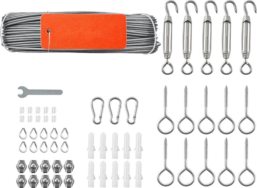 SucceBuy Edelstahldrahtseil φ2 mm, 35,1 m Länge, Drahtseil aus Edelstahl 304 mit 2 kN Bruchlast, 7x7 Litzen, geeignet für Geländer, Gartenspali...