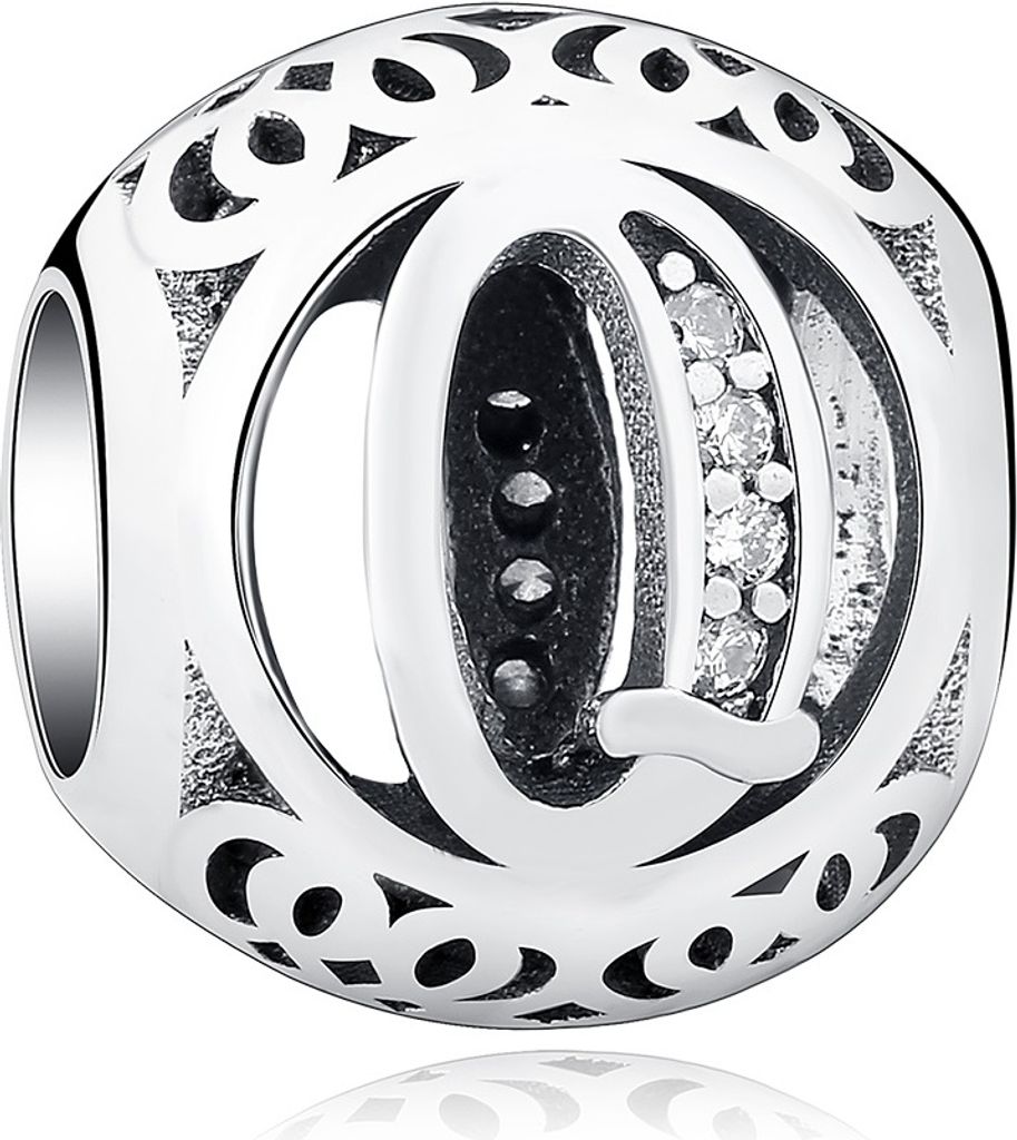 PANDACHARMS Kugel Buchstabe Q Charm , 925er Sterling Silber, passt zu Pandora