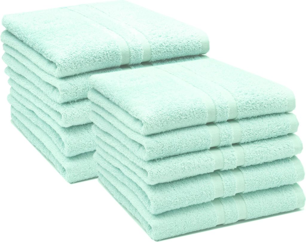 10er Set Handtücher, 50x100 cm, 100% Baumwolle, hellblau Produktbild 
