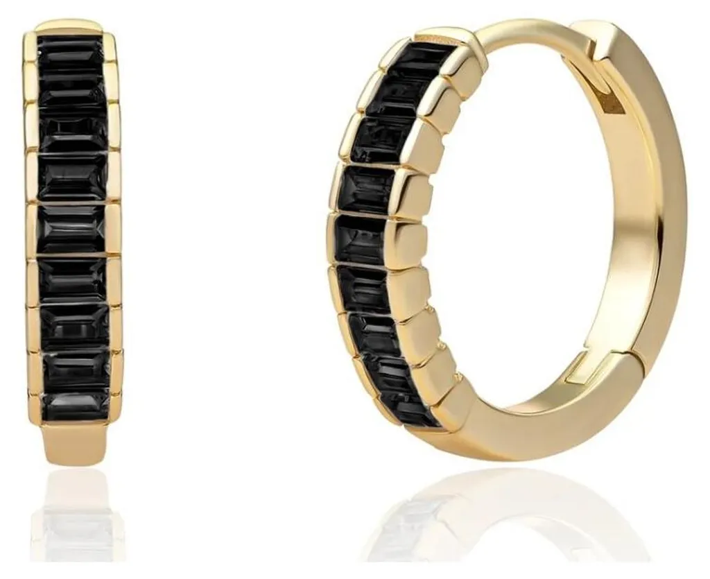 Boucles d'oreilles or jaune 18k serties de zircons noirs brillants
