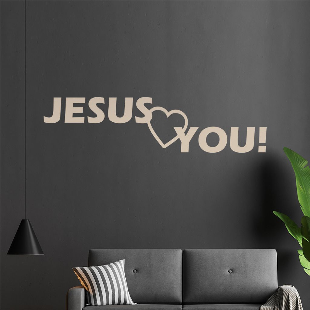 KIWISTAR Jesus Loves You! Jesus liebt dich! Text Wandtattoo in 6 Größen - Wandaufkleber Wall Sticker - Dekoration, Küche, Wohnzimmer, Schlafzimm...