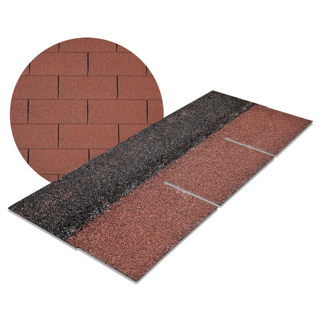Bitumen-Rechteckschindeln in Rot, 3 m²
