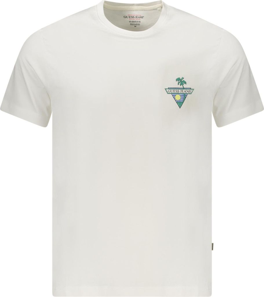 Herren Weißes Bio-Baumwoll T-Shirt mit Logo & Rundhalsausschnitt, Größe: L Farbe: Bianco
