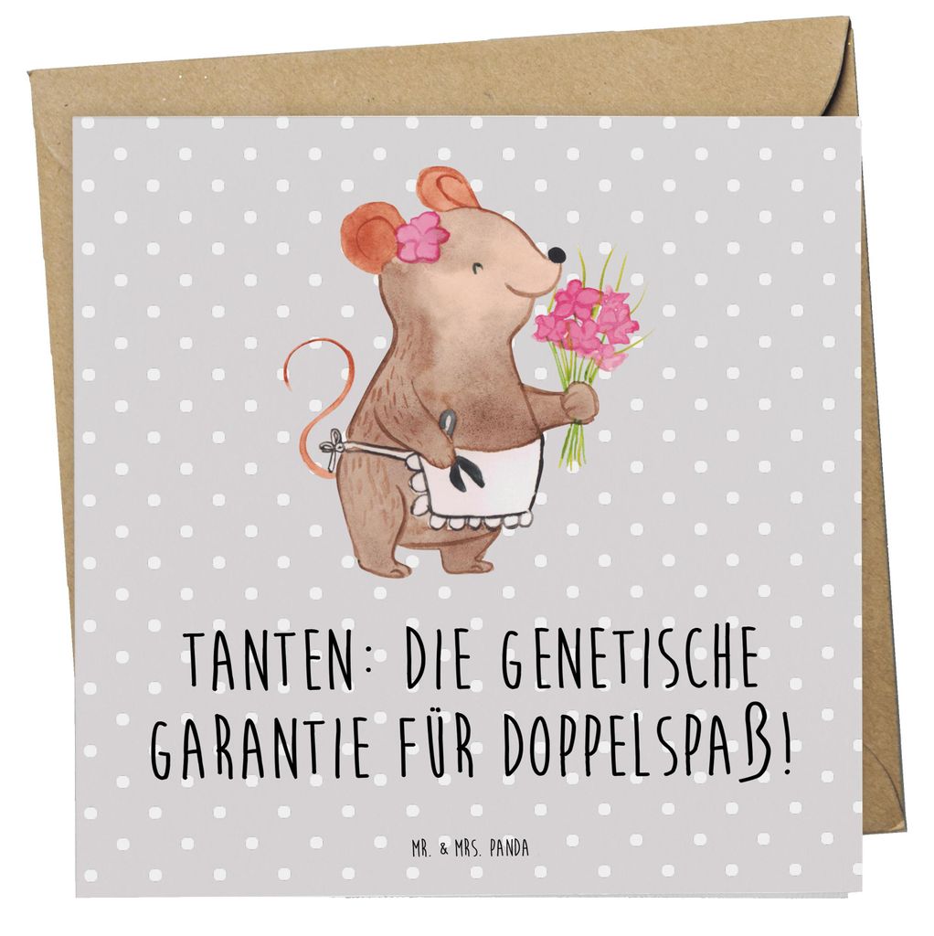 Mr. & Mrs. Panda Grußkarte Tanten Doppelspaß - Grau Pastell - Geschenk, Neffe, Nichte, Spiel, persönliche Erinnerungen, doppelkarte, Geschenke, ...