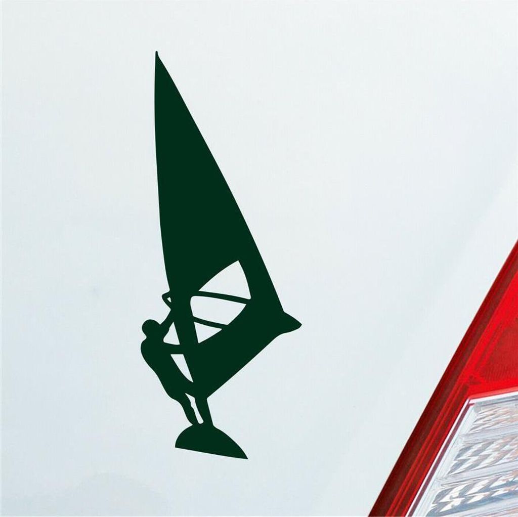 Auto Aufkleber Windsurfer Wind Surfer Surfing Kite 12x5 cm Dunkelgrün Sticker Heckscheibenaufkleber