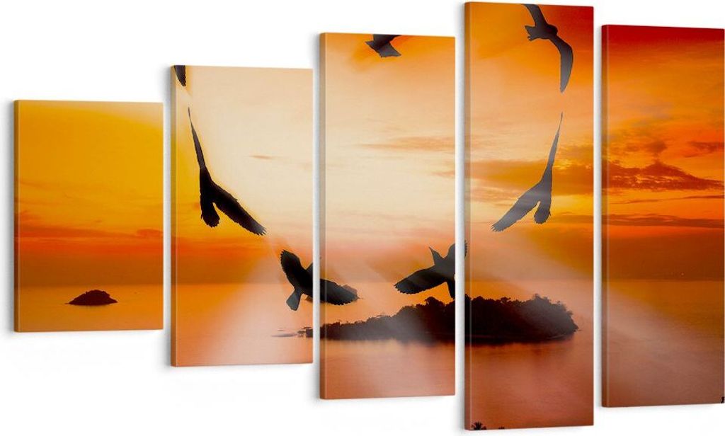 Bild auf Leinwand - Leinwandbild - Natur Landschaft Insel Meer - 100x60cm - Wand Bild - Wanddeko - Leinwanddruck - Bilder - Kunstdruck - Wanddekora...