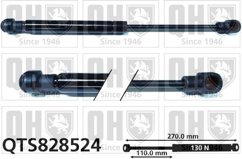 QUINTON HAZELL QTS828524 Gasfeder Verdeckklappe Dämpfer für CITROËN C3 Pluriel (HB) 270mm 130N