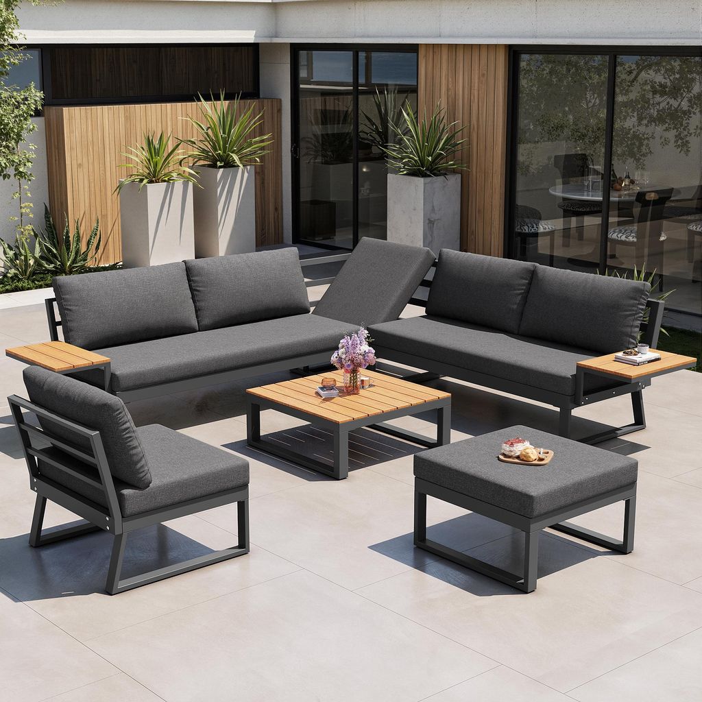 Merax L-Form Gartenmöbel Set 7 Personen, Wetterfeste Produktbild 
