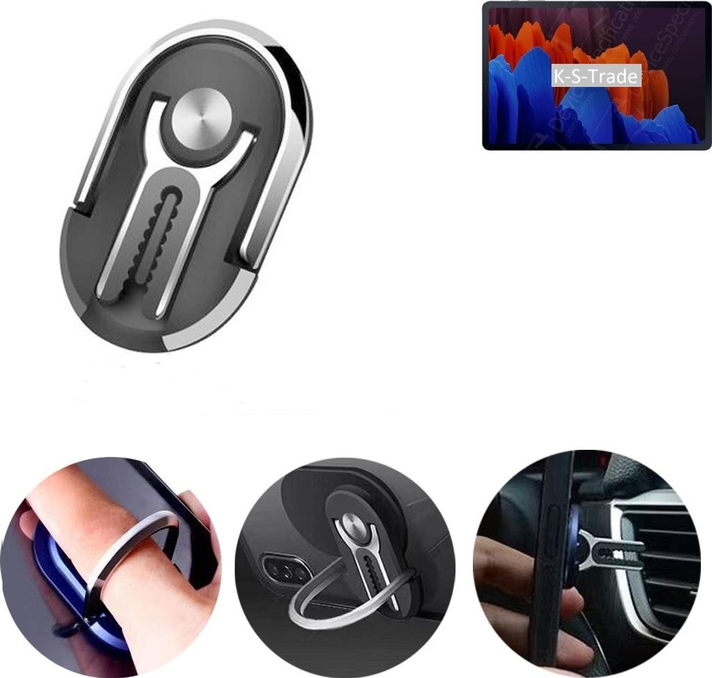 K-S-Trade 3in1 Smartphone-Ring Handy-Ring kompatibel mit Oppo A53 (2020) Fingerhalterung Handyring Tischständer Lüftungsgitter-Halterung Tisch