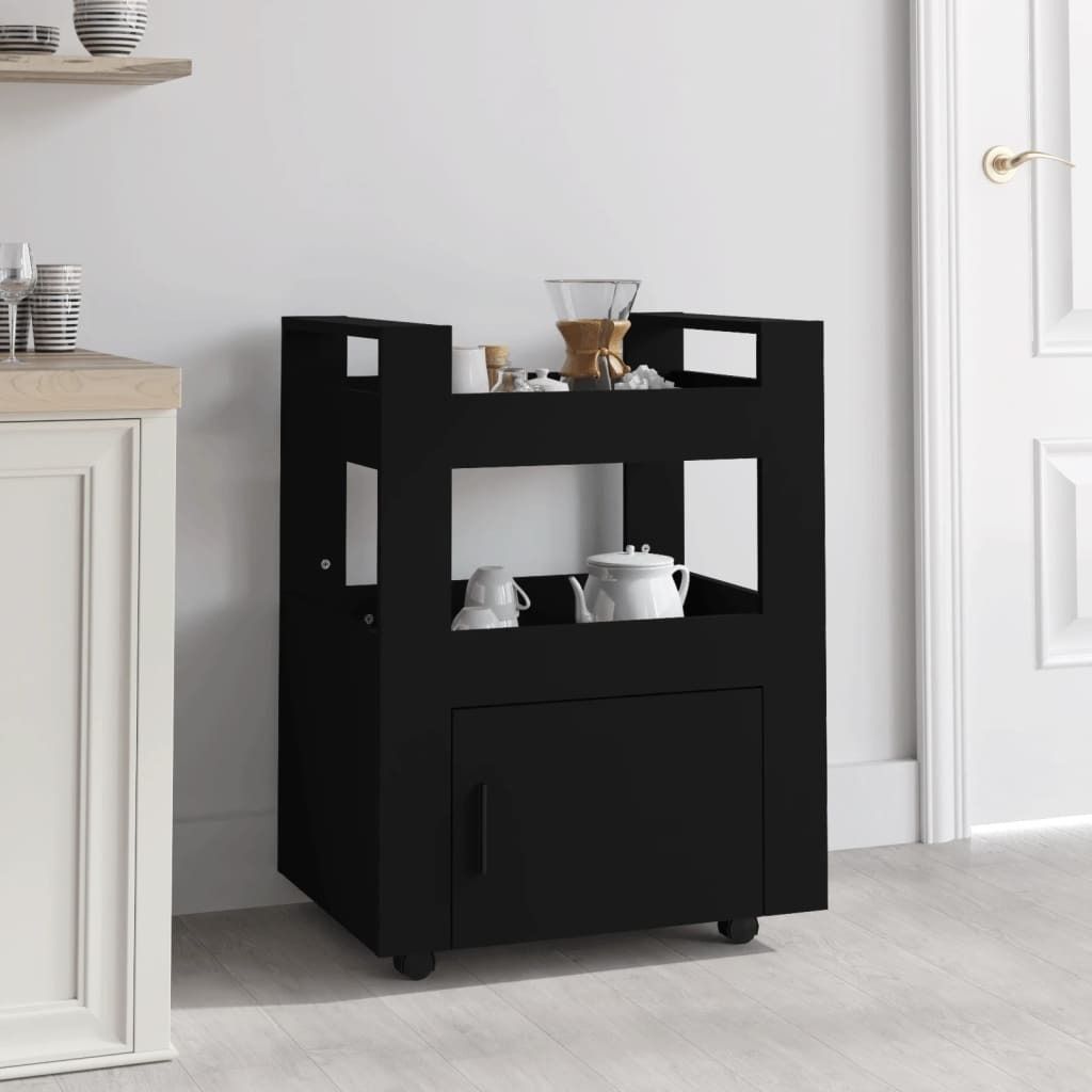 "WINTER SALE"Küchenwagen - modernes Design - Servierwagen/Küchentrolley - Schwarz 60x45x80cm Holzwerkstoff NEU936039 - Servierwagen