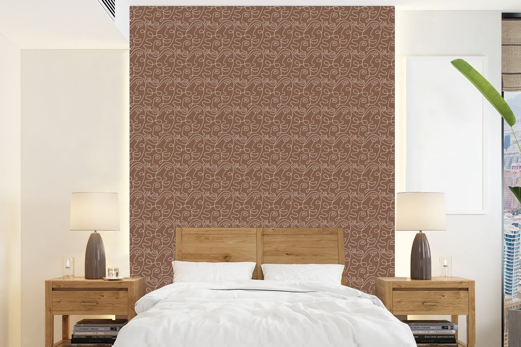 MuchoWow Fototapete für Wohnzimmer oder Schlafzimmer Wandtapete Vinyl Motivtapete Gesicht - Design - Luxus - 175x240 cm - Schlafzimmertapete