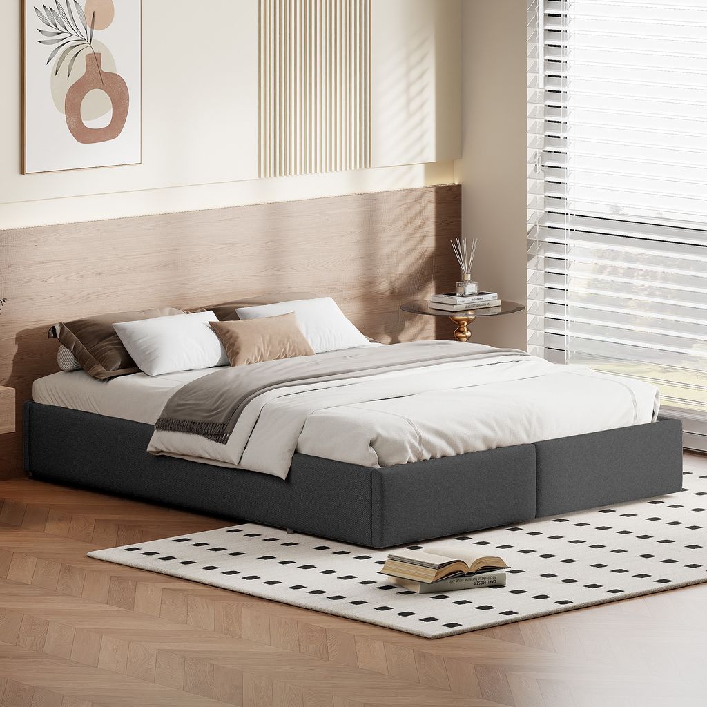 Łóżko tapicerowane Fortuna Lai 140*200cm, lniana rama łóżka Zdjęcie produktu 