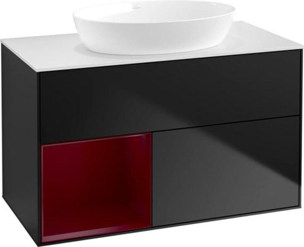 V&B Waschtischunterschrank Wandbeleuchtung Finion 100, Pl wh. m, Reg Peo m Lac, bla m Lac