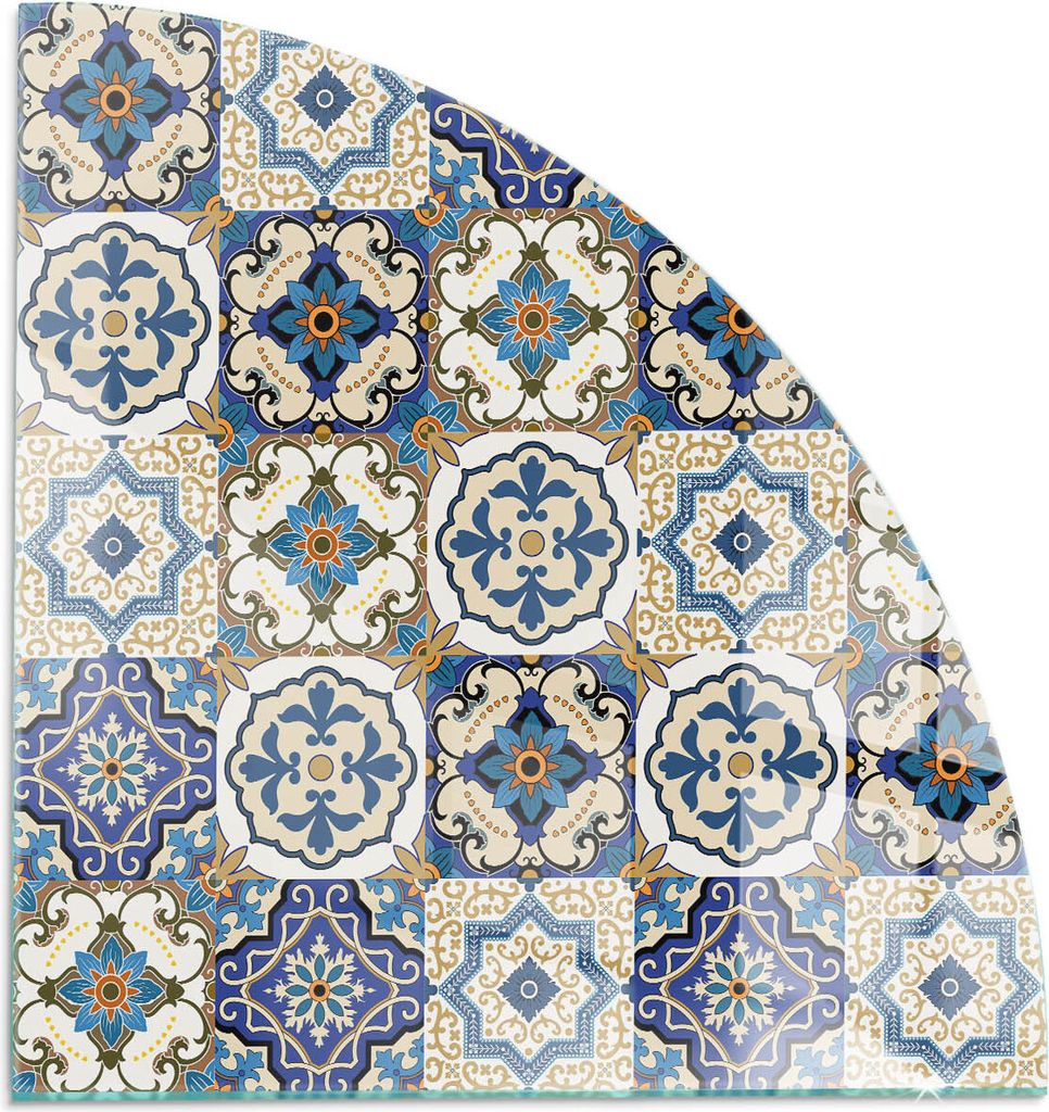 Mosaikmuster mit Blumen – Glasbodenplatte für – Kaminofen – Kaminplatte Glas – Schutzglas – Funkenschutzplatte –Glasbodenplatte Feuerf...